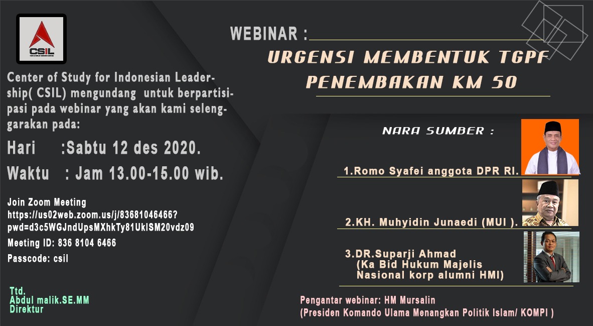 Webinar CSIL: Mengungkap Kebenaran Fakta Penembakan Enam Laskar FPI